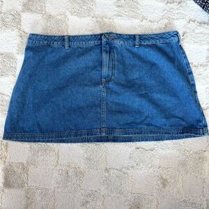 Low Rise Blue Denim Mini Skirt